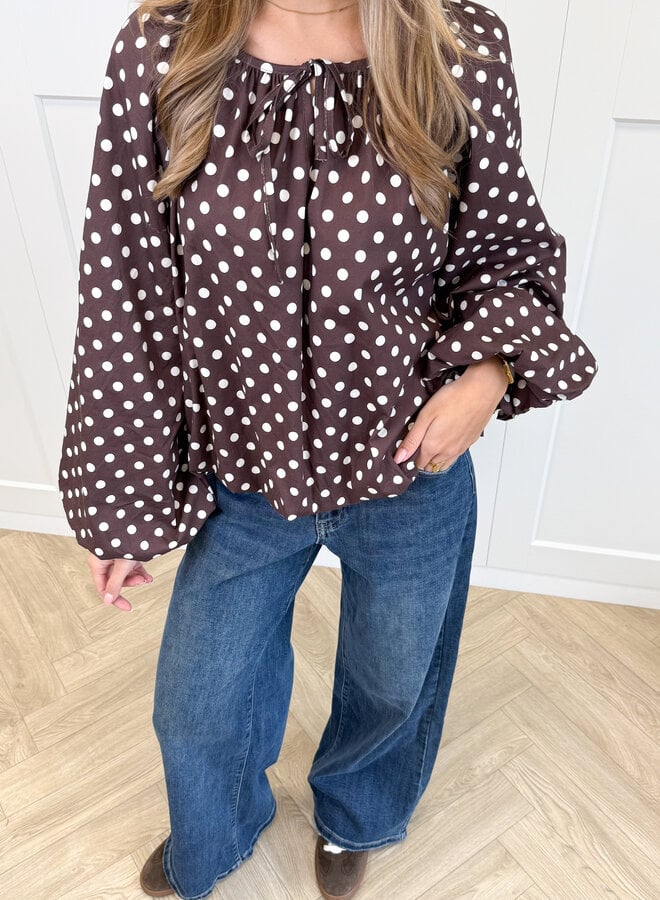 Bruine polkodots top Isaline