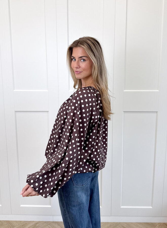 Bruine polkodots top Isaline