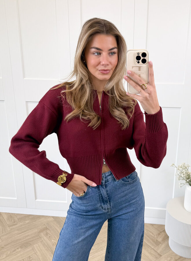 Zipper vest Zoë bordeaux