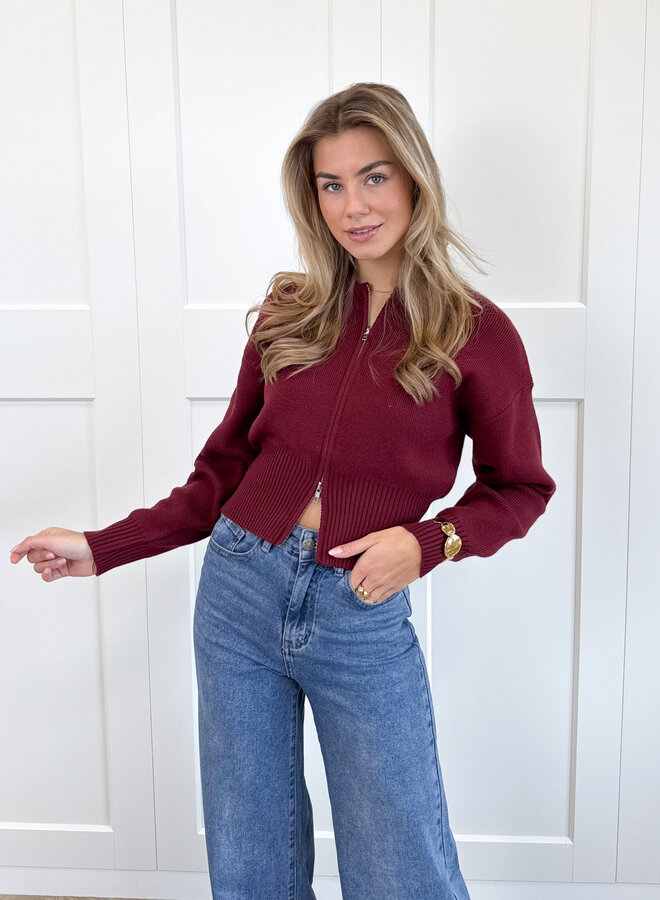 Zipper vest Zoë bordeaux