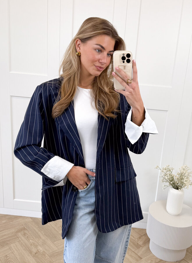 Gestreepte blazer Fenna blauw
