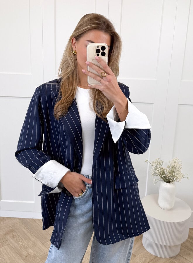 Gestreepte blazer Fenna blauw