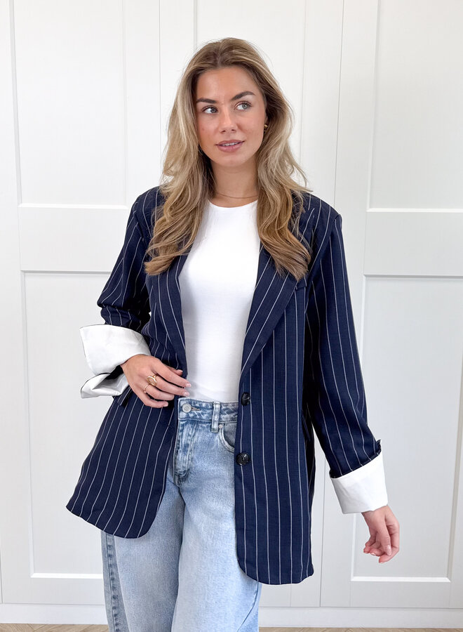 Gestreepte blazer Fenna blauw