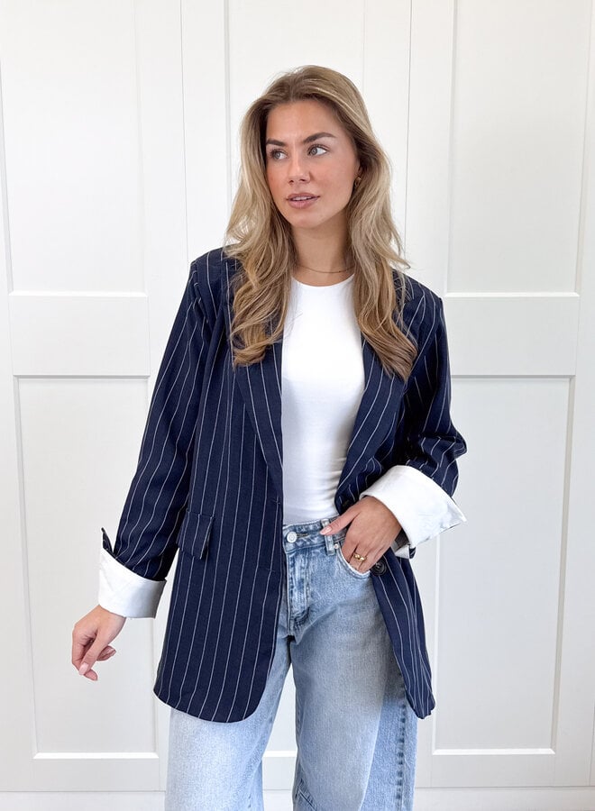 Gestreepte blazer Fenna blauw
