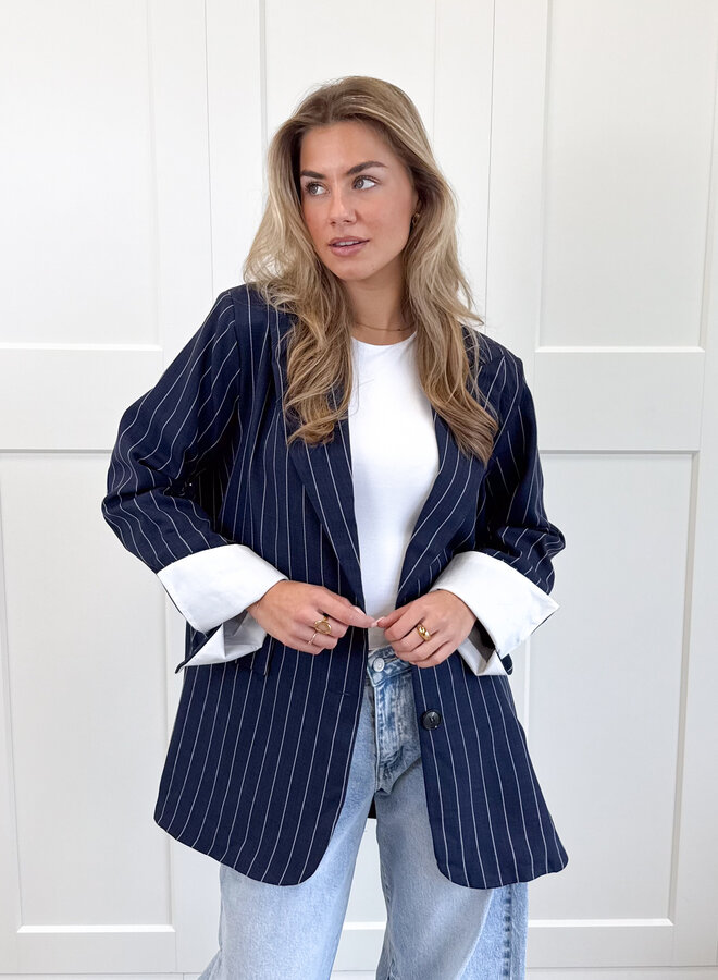 Gestreepte blazer Fenna blauw