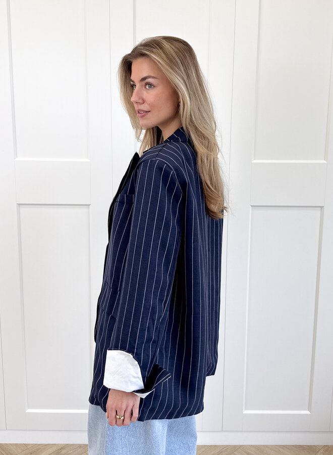 Gestreepte blazer Fenna blauw