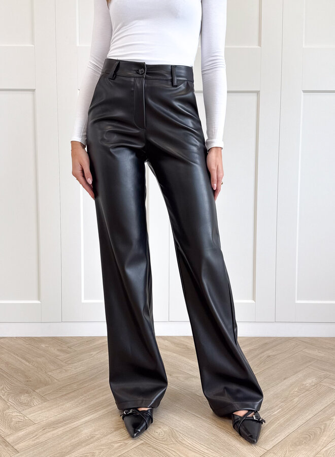 Leather broek Yoanna zwart