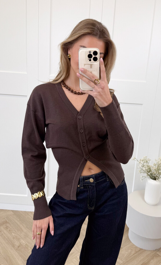 Knopenvestje Biba bruin