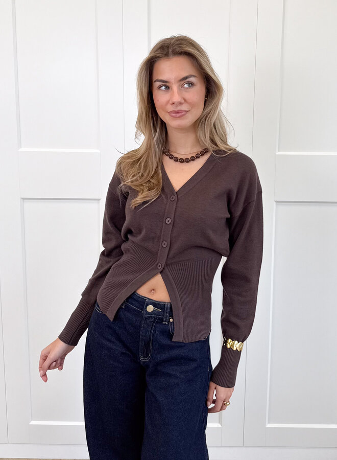 Knopenvestje Biba bruin