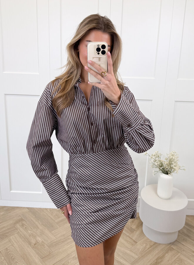 Gestreepte jurk Lina bruin