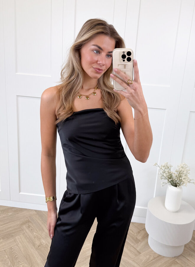 Strapless satin top Rodé zwart