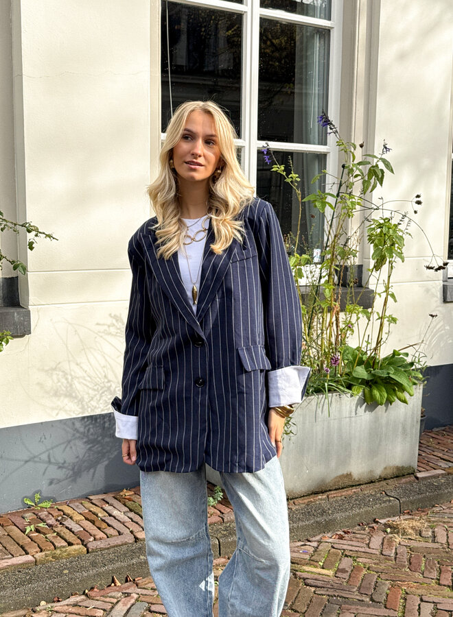 Gestreepte blazer Fenna blauw