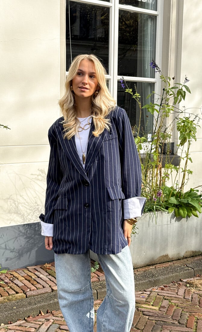 Gestreepte blazer Fenna blauw