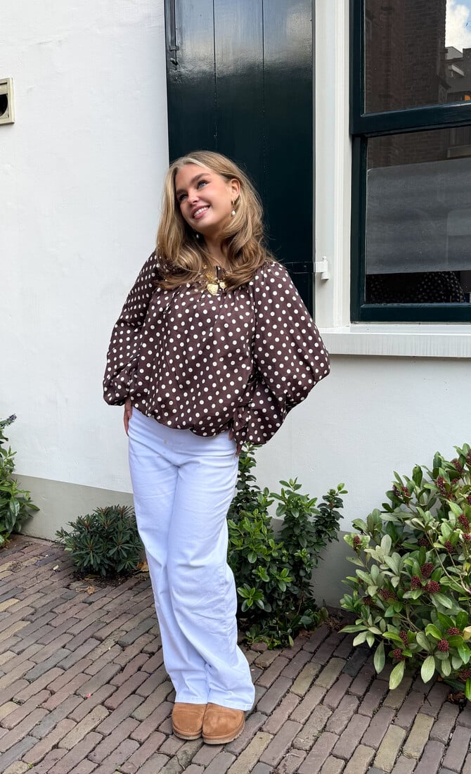 Bruine polkodots top Isaline