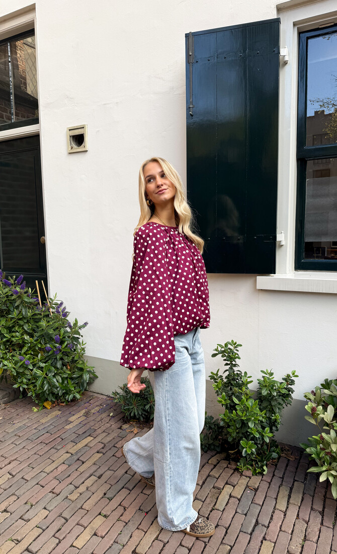 Bordeaux polkodots top Isaline