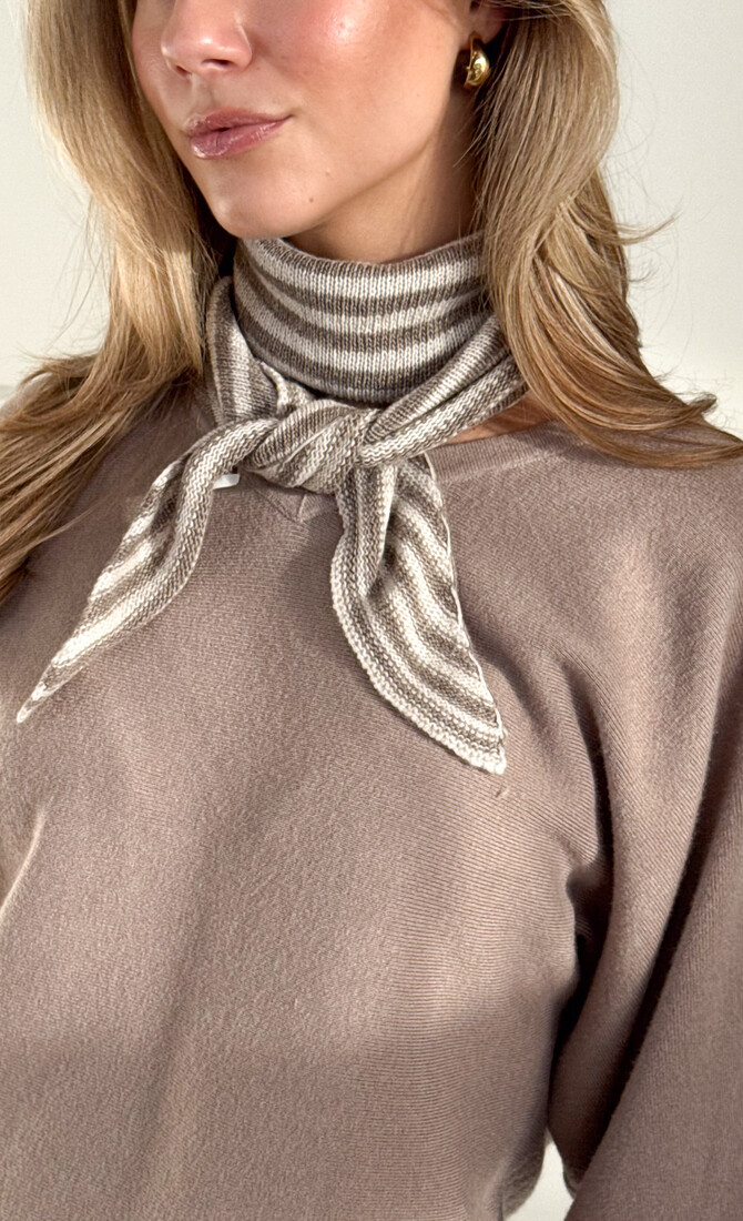 Sjaal Isabella gestreept taupe