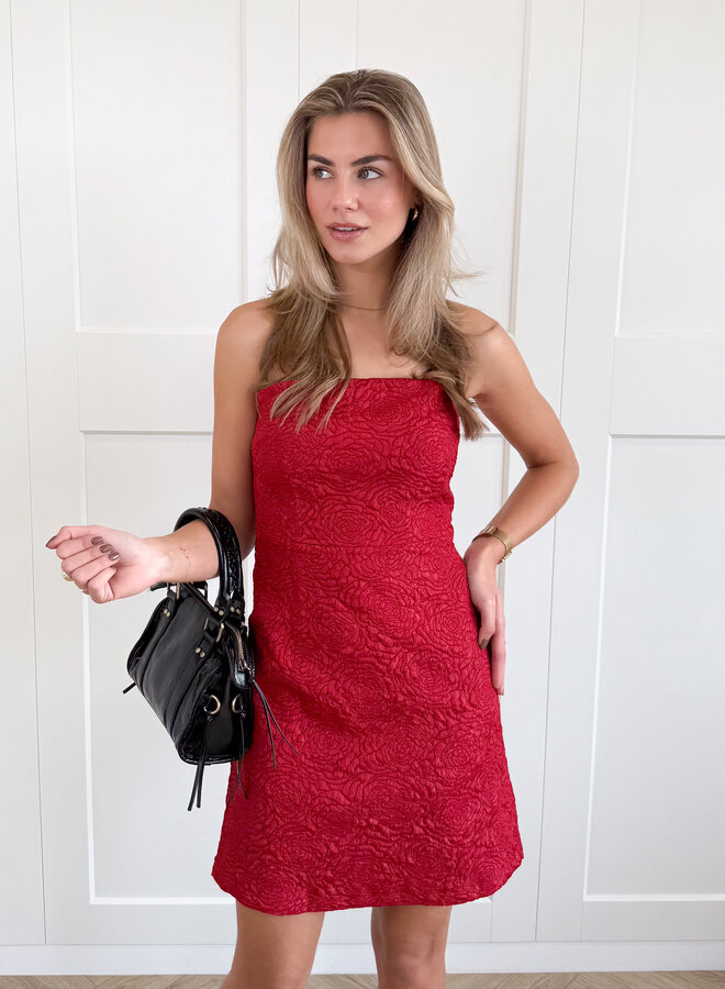 Strapless jurk Milena rood
