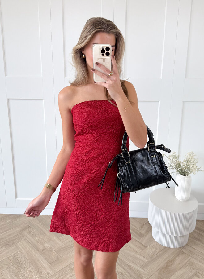 Strapless jurk Milena rood