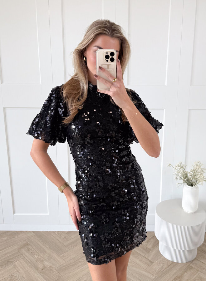 Pailletten jurk Romance zwart