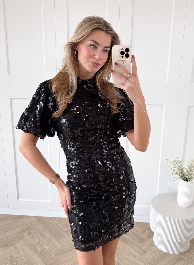 Pailletten jurk Romance zwart