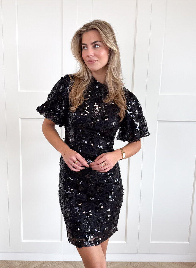 Pailletten jurk Romance zwart