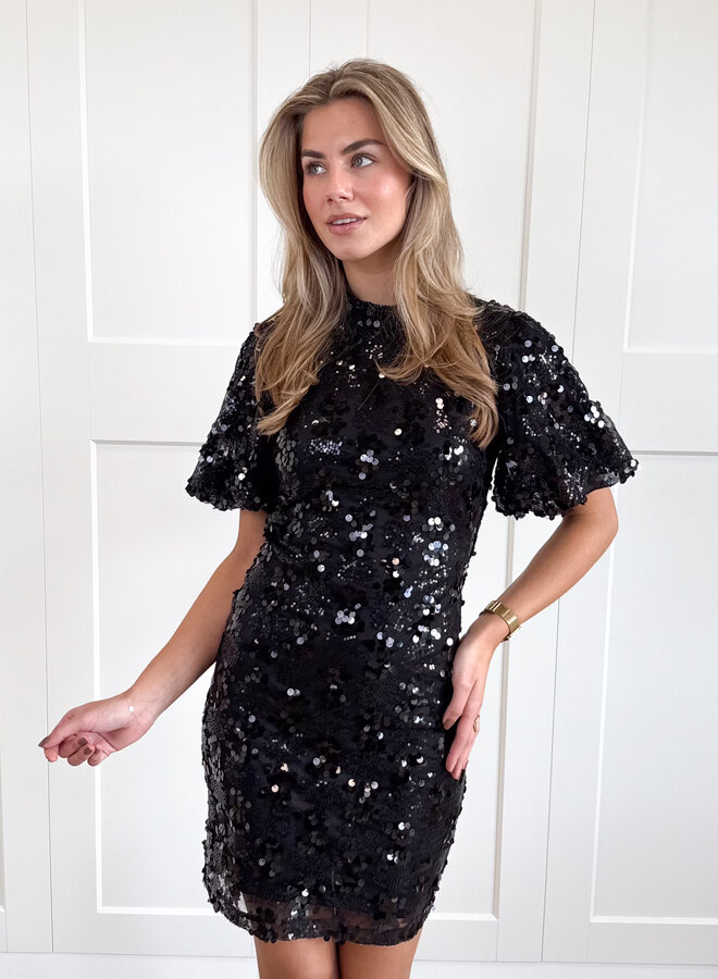 Pailletten jurk Romance zwart