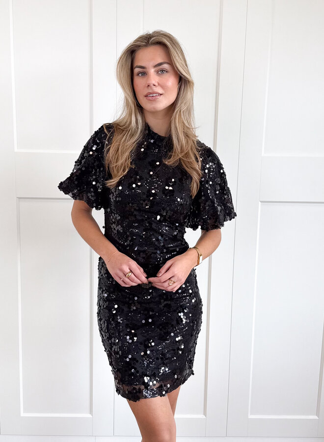 Pailletten jurk Romance zwart