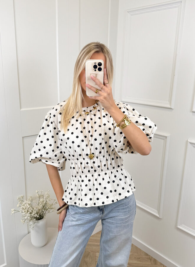 Top polkadots off white