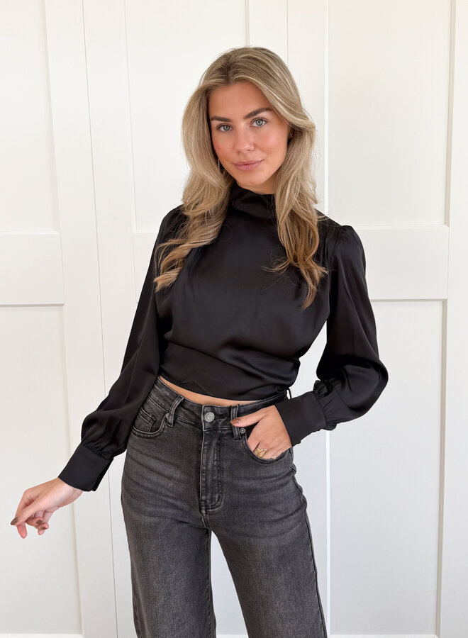 Satijnen top Elise zwart