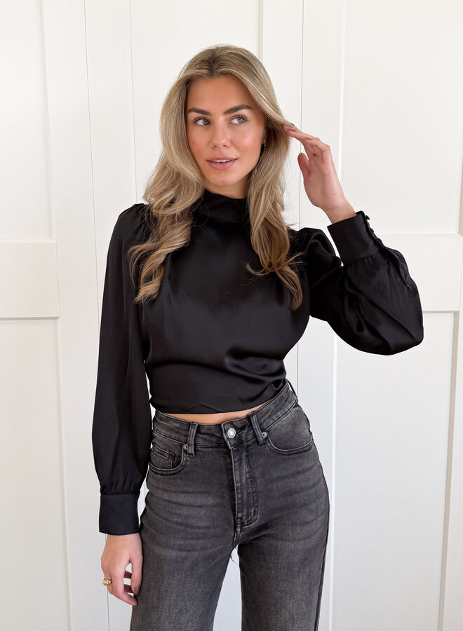 Satijnen top Elise zwart