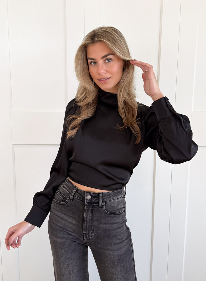 Satijnen top Elise zwart