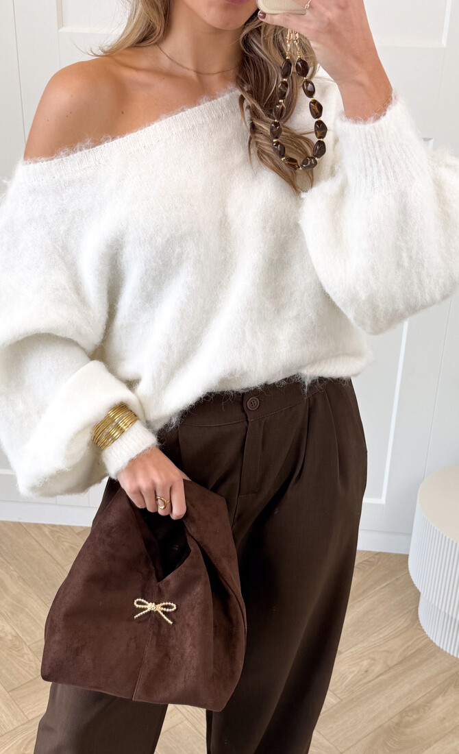 Trui off shoulder Didi wit