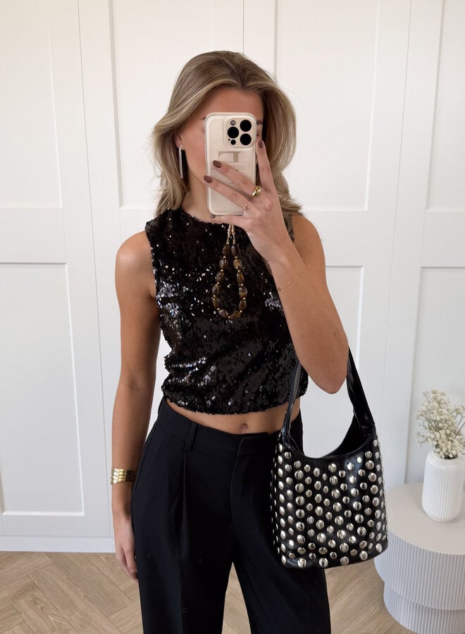 Pialletten top Elvira zwart