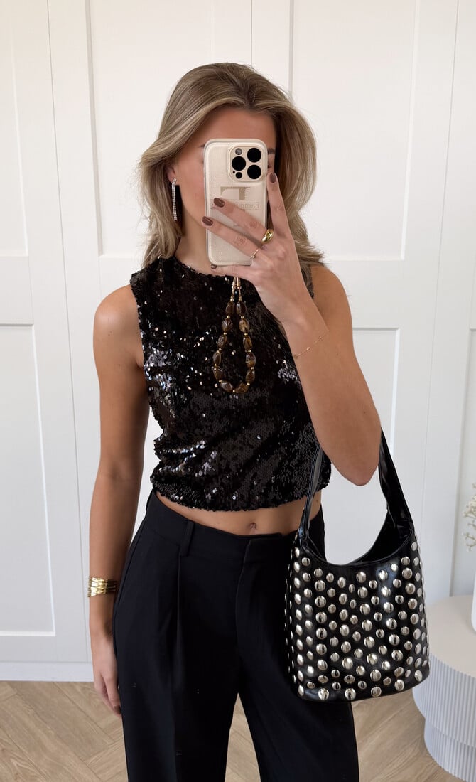 Pialletten top Elvira zwart