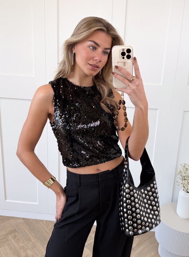 Pialletten top Elvira zwart