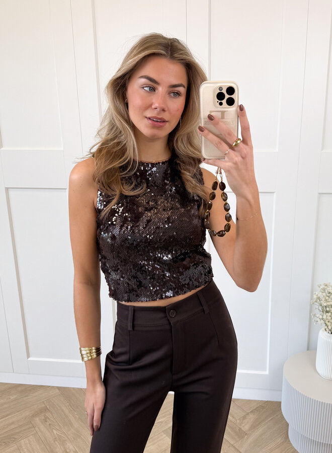 Pialletten top Elvira bruin