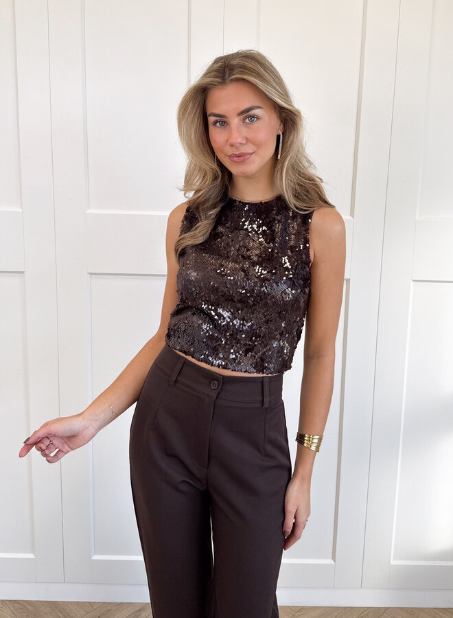 Pialletten top Elvira bruin