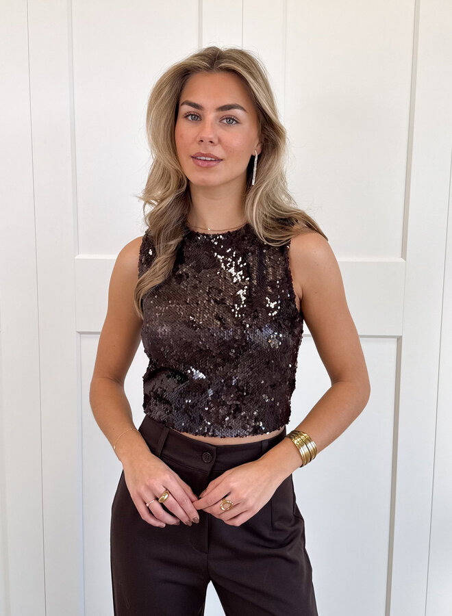 Pialletten top Elvira bruin