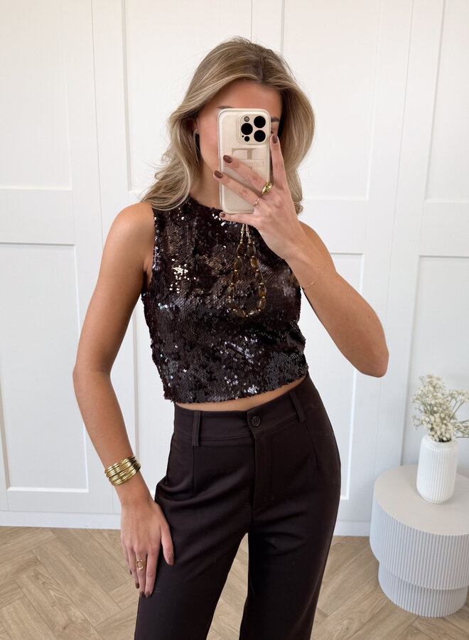 Pialletten top Elvira bruin