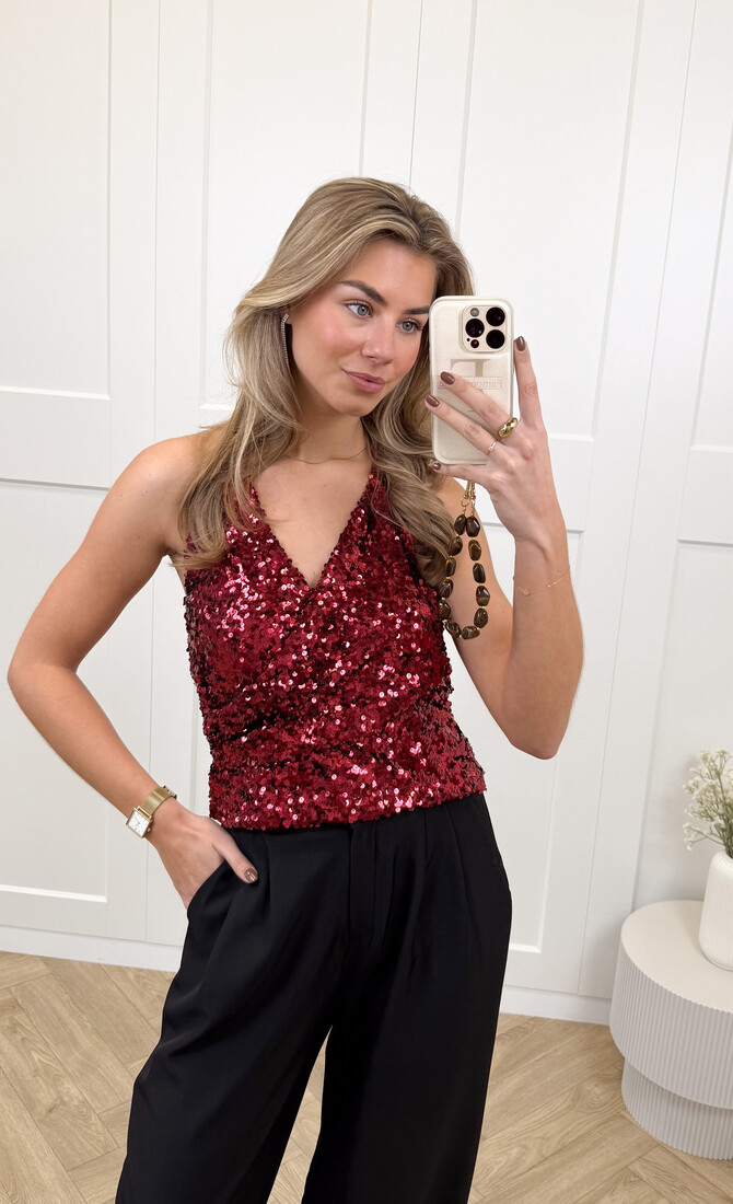 Halter top Selina bordeaux