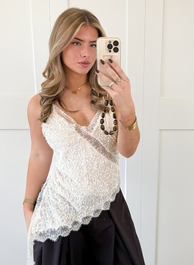 Lace velvet top off white