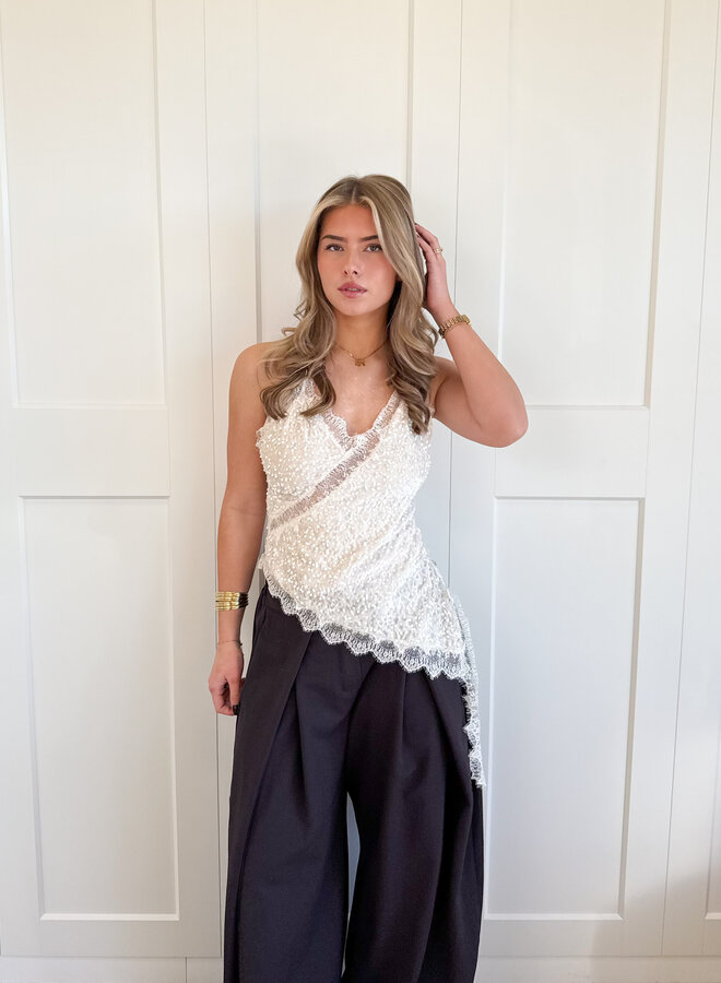 Lace velvet top off white