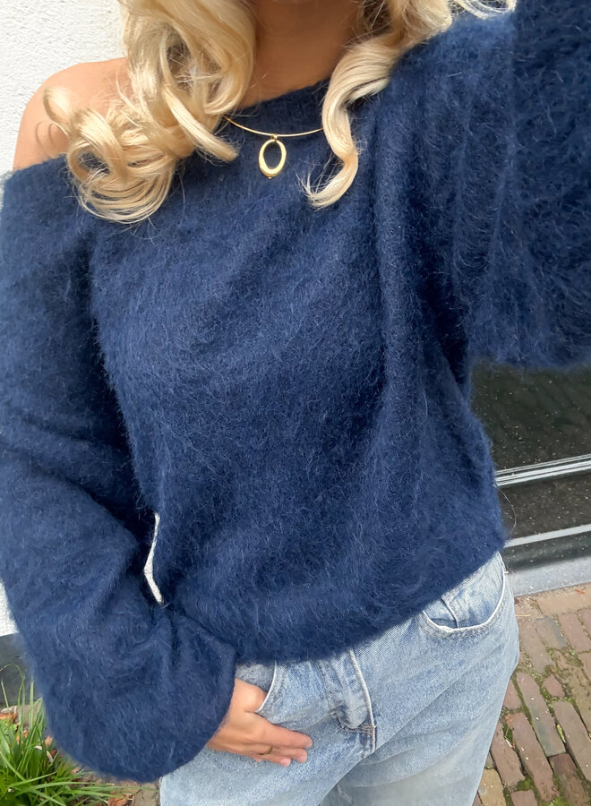 Trui off shoulder Didi navy