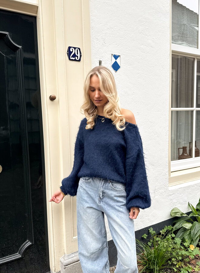Trui off shoulder Didi navy