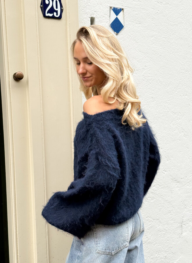 Trui off shoulder Didi navy