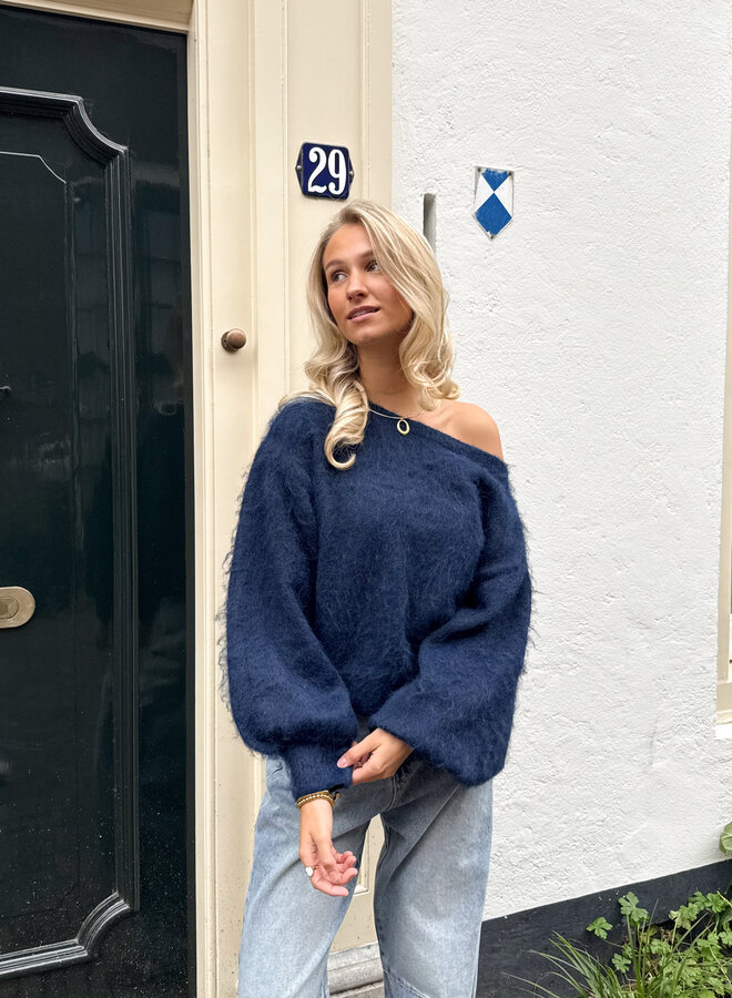 Trui off shoulder Didi navy