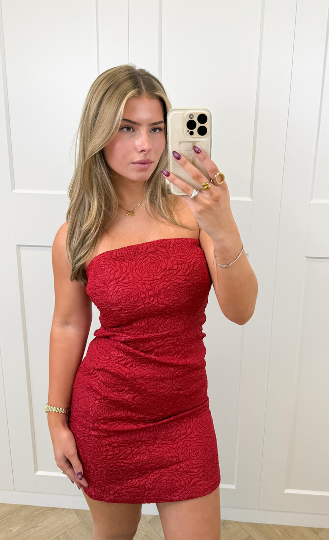 Strapless jurk Milena rood