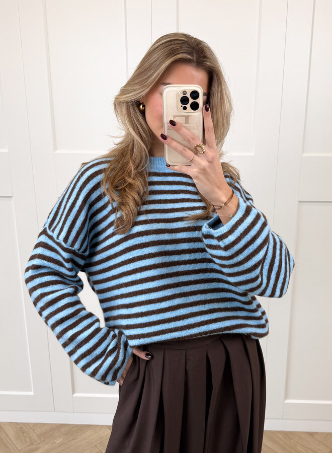 Strepen trui Fien blauw