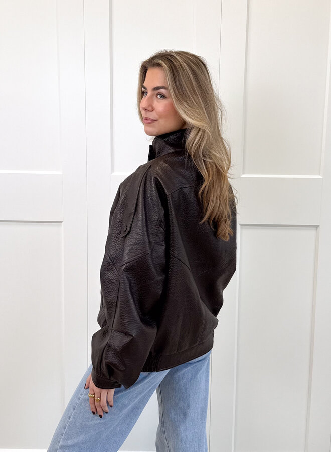 Leer look jacket Amelia bruin