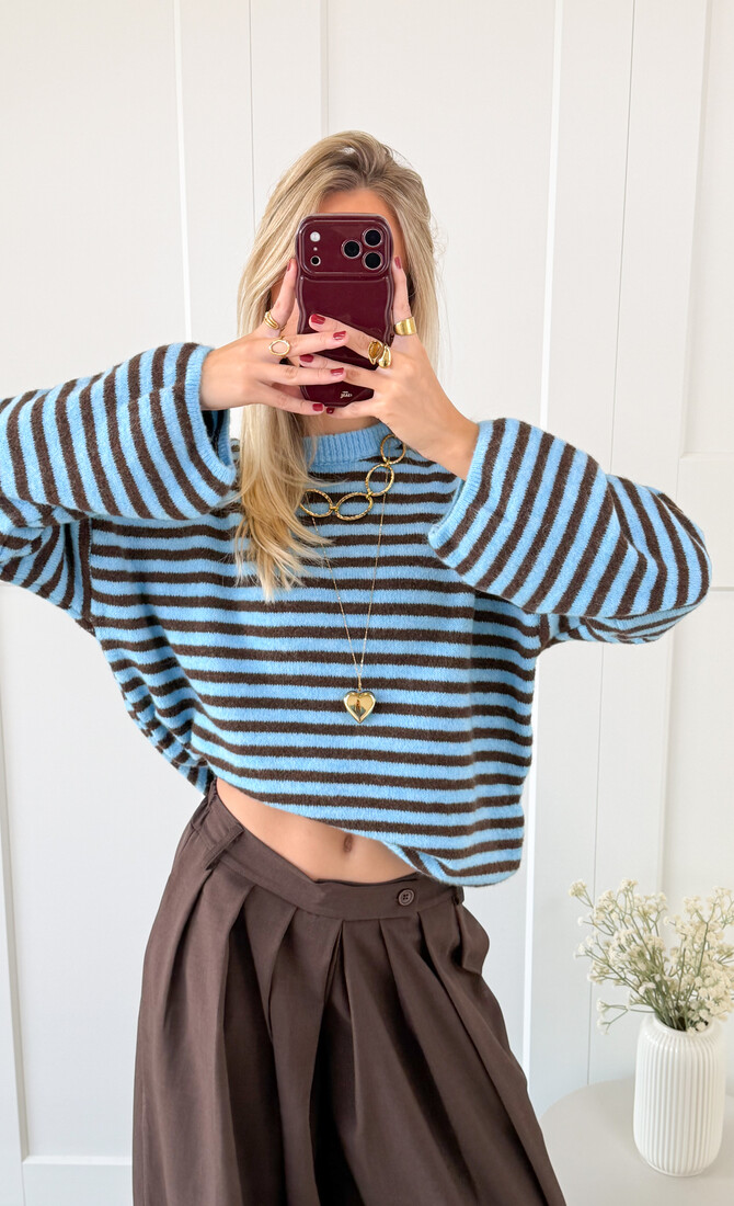 Strepen trui Fien blauw